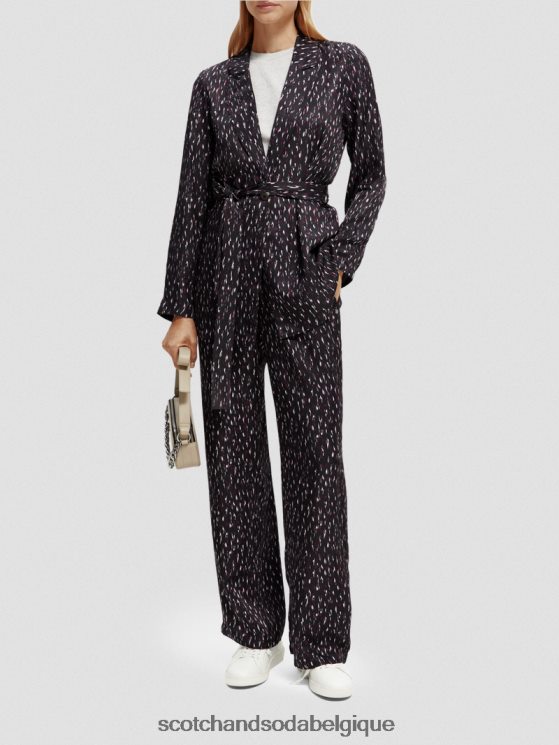 vêtements Scotch & Soda pantalon large taille mi-haute élastiqué imprimé gia- Scotch and Soda parfum pluie ikat 6BZRBF151