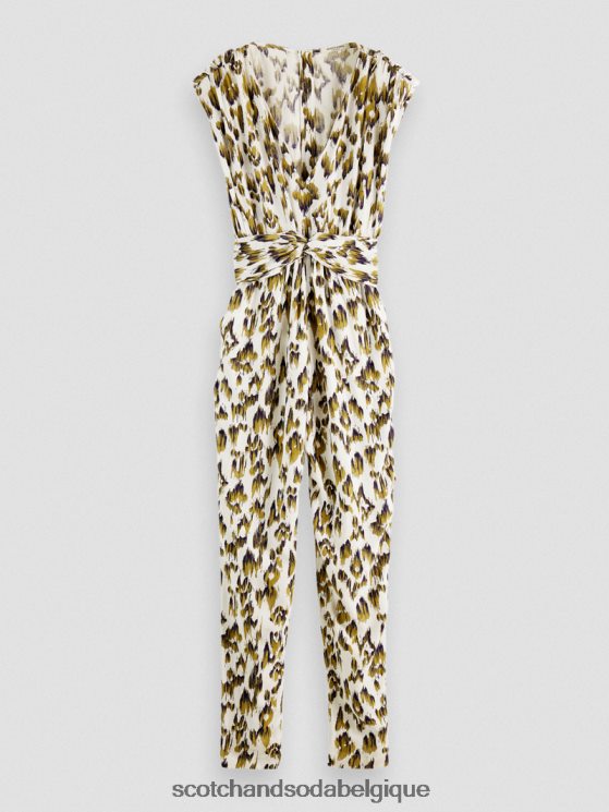 vêtements Scotch & Soda combinaison ceinturée à col V- Scotch and Soda Liﾨﾨge vert armée ikat brossé 6BZRBF15