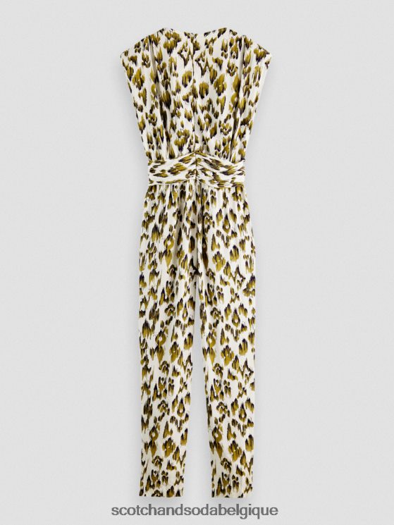 vêtements Scotch & Soda combinaison ceinturée à col V- Scotch and Soda Liﾨﾨge vert armée ikat brossé 6BZRBF15