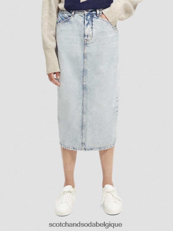 vêtements Scotch & Soda jupe crayon midi en denim structuré à taille haute- Scotch and Soda outlet nouvelle ère 6BZRBF1