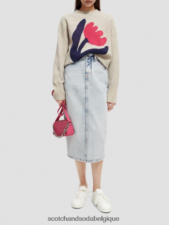 vêtements Scotch & Soda jupe crayon midi en denim structuré à taille haute- Scotch and Soda outlet nouvelle ère 6BZRBF1