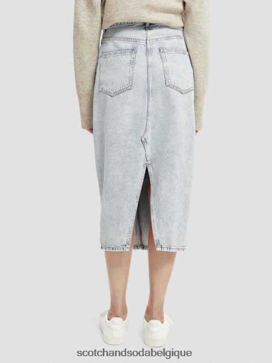 vêtements Scotch & Soda jupe crayon midi en denim structuré à taille haute- Scotch and Soda outlet nouvelle ère 6BZRBF1