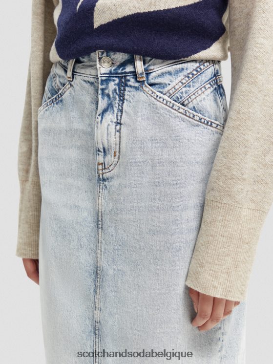 vêtements Scotch & Soda jupe crayon midi en denim structuré à taille haute- Scotch and Soda outlet nouvelle ère 6BZRBF1