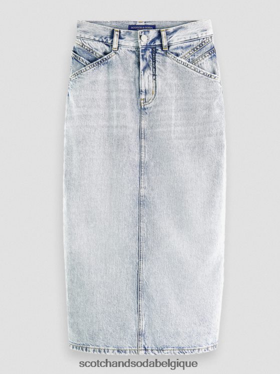 vêtements Scotch & Soda jupe crayon midi en denim structuré à taille haute- Scotch and Soda outlet nouvelle ère 6BZRBF1