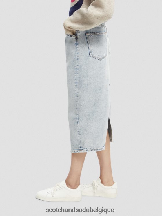 vêtements Scotch & Soda jupe crayon midi en denim structuré à taille haute- Scotch and Soda outlet nouvelle ère 6BZRBF1