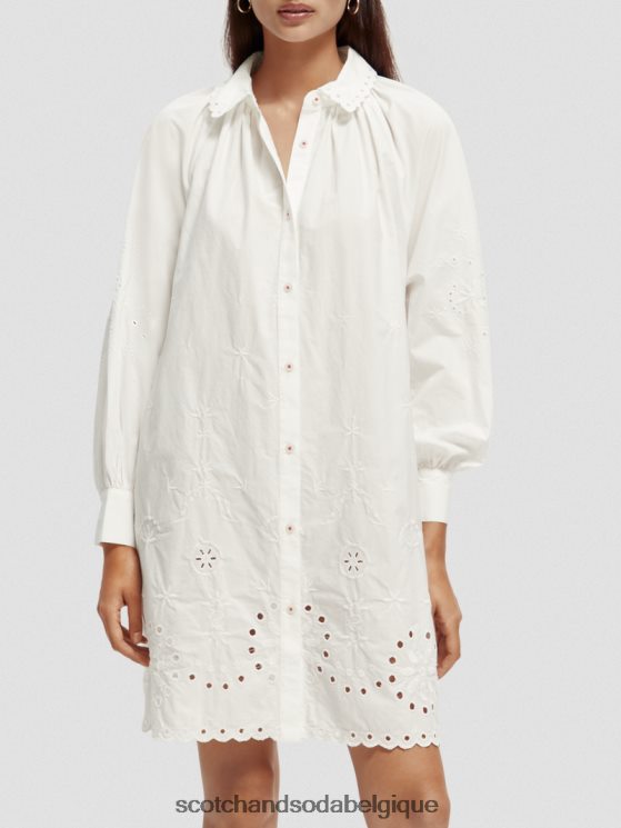 vêtements Scotch & Soda robe-chemise en broderie anglaise- Scotch and Soda Liﾨﾨge blanc 6BZRBF6