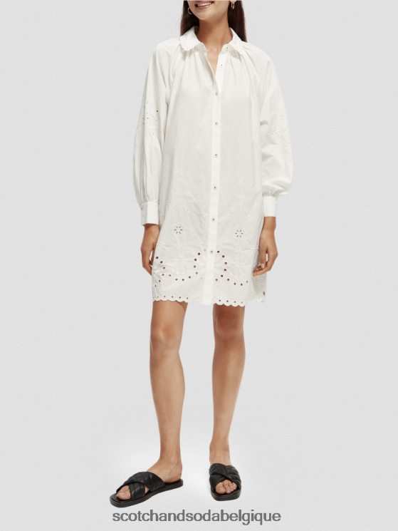 vêtements Scotch & Soda robe-chemise en broderie anglaise- Scotch and Soda Liﾨﾨge blanc 6BZRBF6