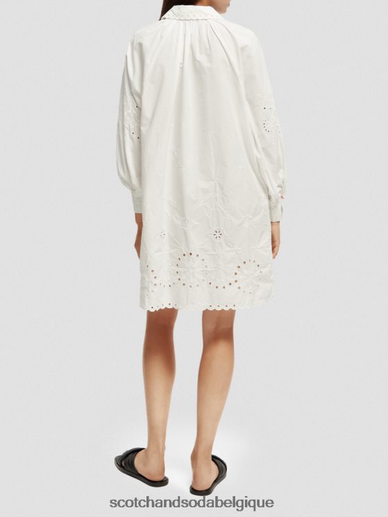 vêtements Scotch & Soda robe-chemise en broderie anglaise- Scotch and Soda Liﾨﾨge blanc 6BZRBF6