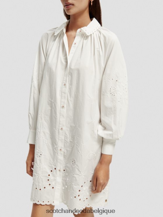 vêtements Scotch & Soda robe-chemise en broderie anglaise- Scotch and Soda Liﾨﾨge blanc 6BZRBF6