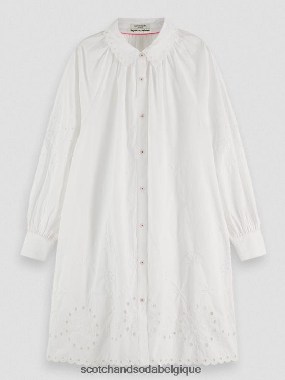 vêtements Scotch & Soda robe-chemise en broderie anglaise- Scotch and Soda Liﾨﾨge blanc 6BZRBF6