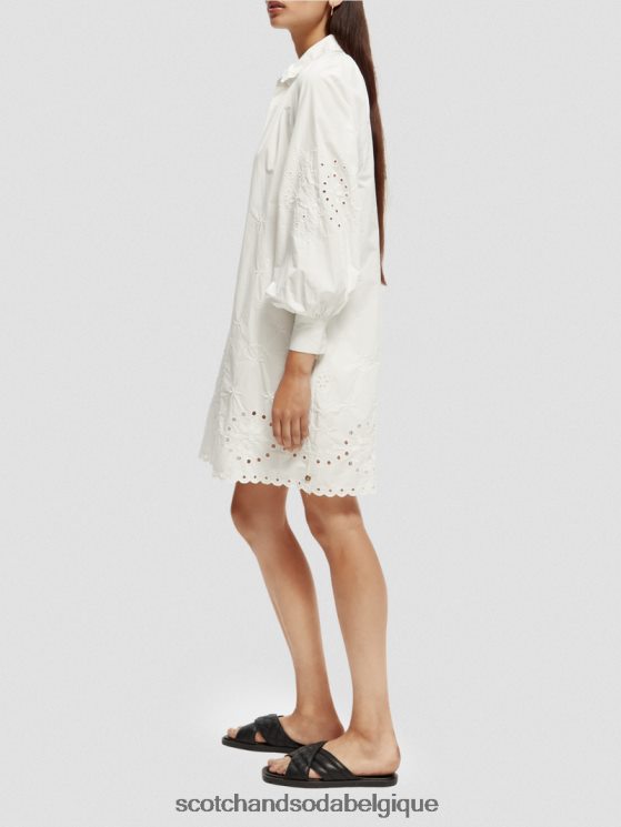 vêtements Scotch & Soda robe-chemise en broderie anglaise- Scotch and Soda Liﾨﾨge blanc 6BZRBF6