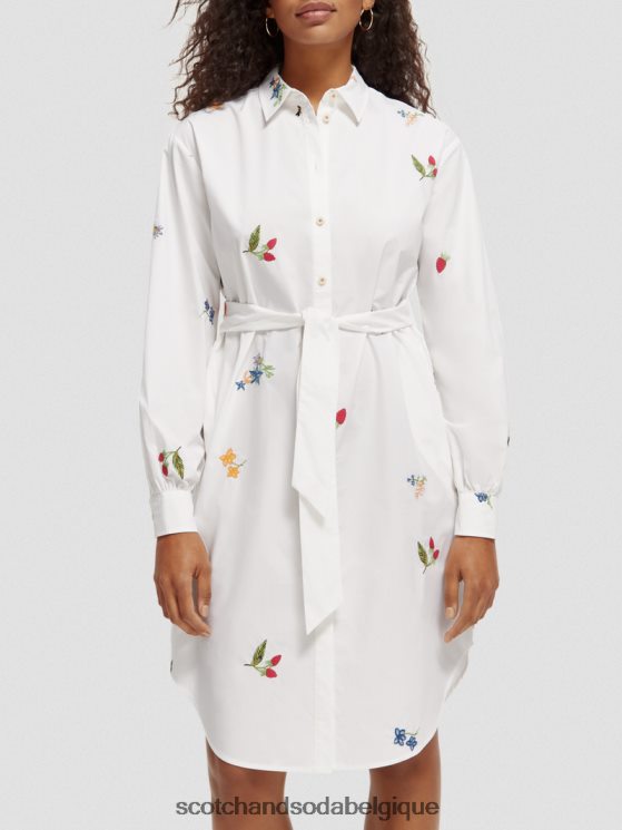vêtements Scotch & Soda robe-chemise mi-longue brodée- Scotch and Soda outlet blanc 6BZRBF19