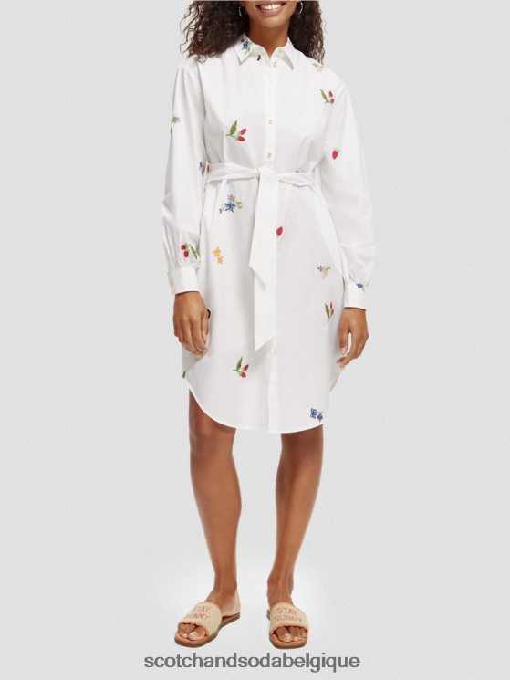 vêtements Scotch & Soda robe-chemise mi-longue brodée- Scotch and Soda outlet blanc 6BZRBF19