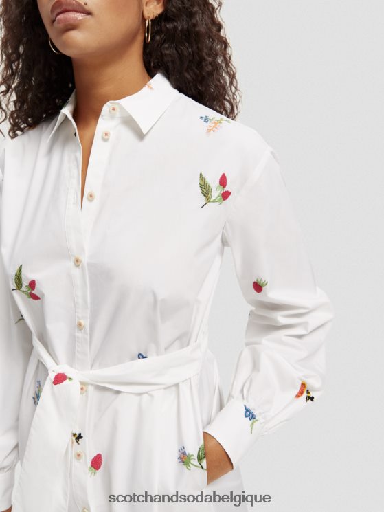vêtements Scotch & Soda robe-chemise mi-longue brodée- Scotch and Soda outlet blanc 6BZRBF19