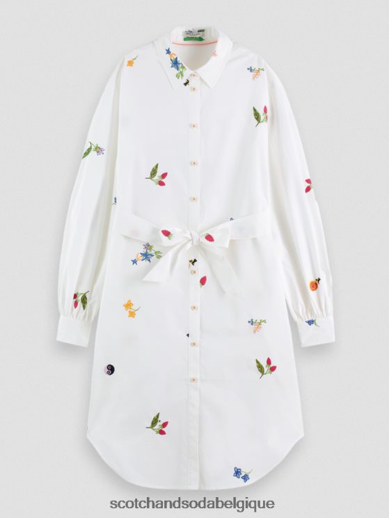 vêtements Scotch & Soda robe-chemise mi-longue brodée- Scotch and Soda outlet blanc 6BZRBF19