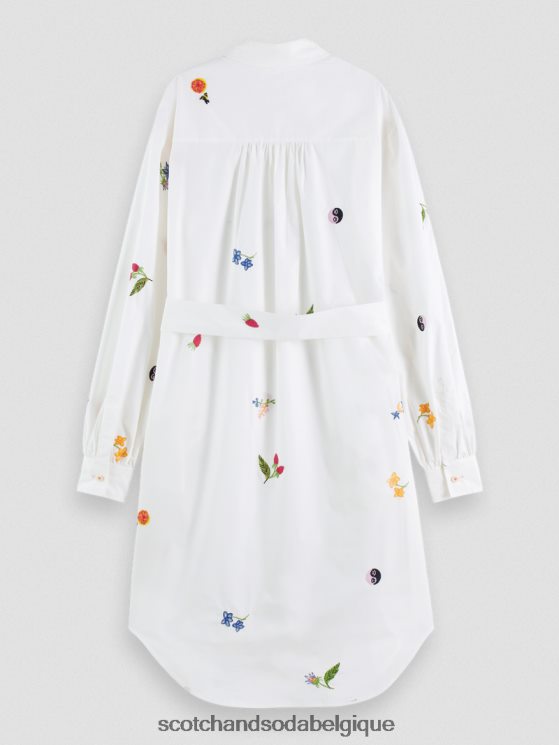 vêtements Scotch & Soda robe-chemise mi-longue brodée- Scotch and Soda outlet blanc 6BZRBF19