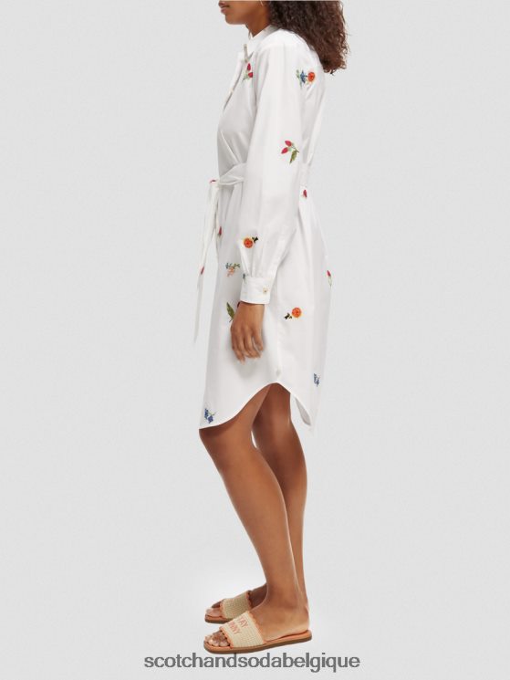 vêtements Scotch & Soda robe-chemise mi-longue brodée- Scotch and Soda outlet blanc 6BZRBF19