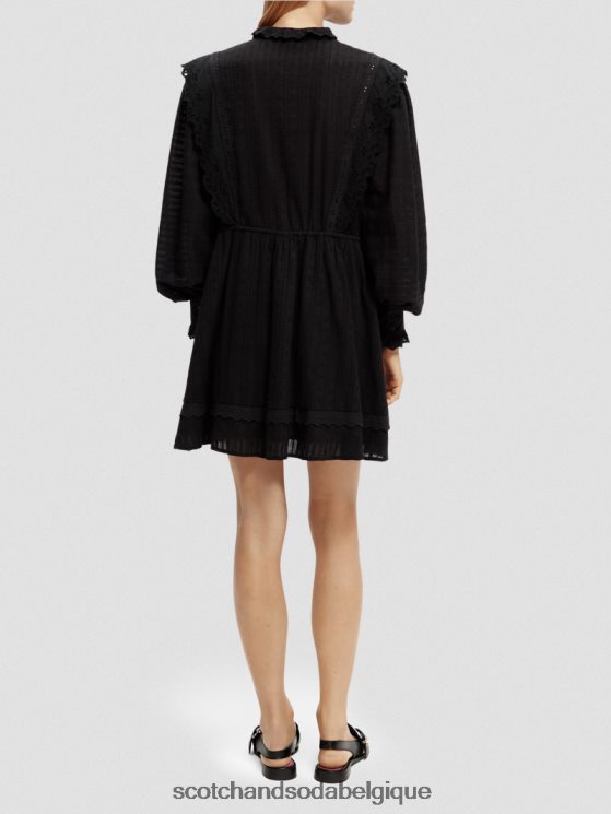 vêtements Scotch & Soda robe courte en broderie anglaise en coton biologique- Scotch and Soda Belgique noir 6BZRBF11