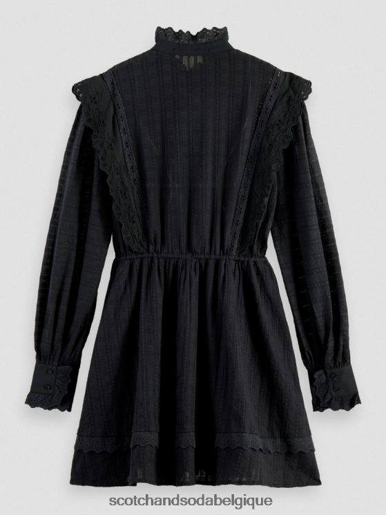 vêtements Scotch & Soda robe courte en broderie anglaise en coton biologique- Scotch and Soda Belgique noir 6BZRBF11
