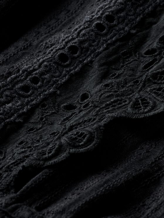 vêtements Scotch & Soda robe courte en broderie anglaise en coton biologique- Scotch and Soda Belgique noir 6BZRBF11