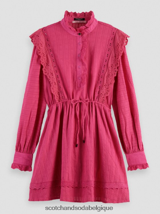 vêtements Scotch & Soda robe courte en broderie anglaise en coton biologique- Scotch and Soda outlet fuchsia 6BZRBF10