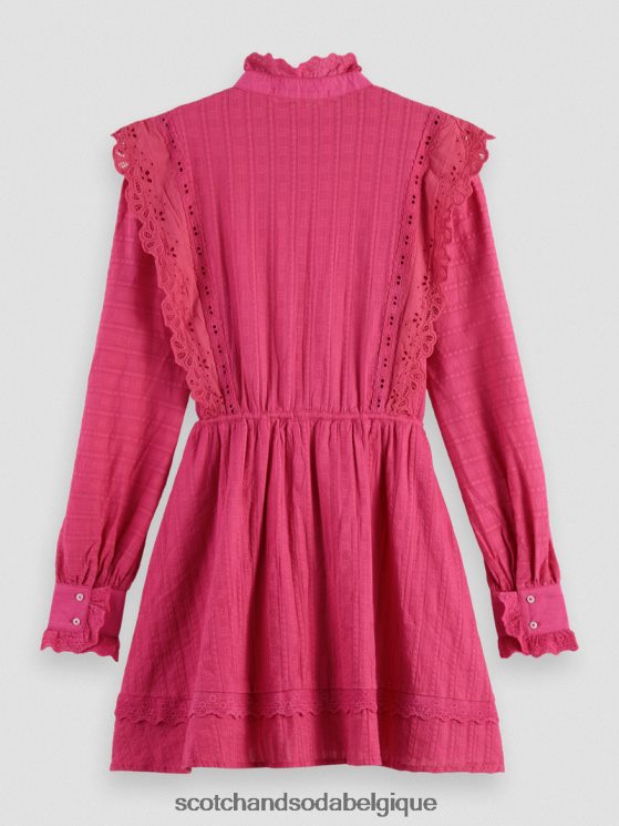 vêtements Scotch & Soda robe courte en broderie anglaise en coton biologique- Scotch and Soda outlet fuchsia 6BZRBF10