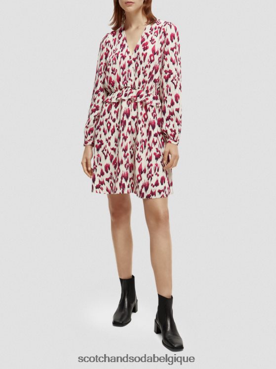 vêtements Scotch & Soda robe courte imprimée à manches longues et col en V- Scotch and Soda outlet tarte aux cerises ikat brossées 6BZRBF28