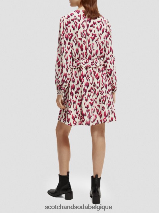 vêtements Scotch & Soda robe courte imprimée à manches longues et col en V- Scotch and Soda outlet tarte aux cerises ikat brossées 6BZRBF28