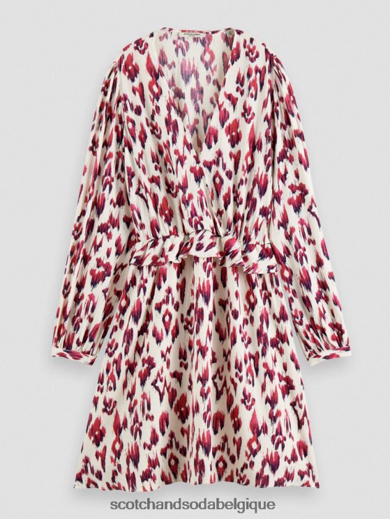 vêtements Scotch & Soda robe courte imprimée à manches longues et col en V- Scotch and Soda outlet tarte aux cerises ikat brossées 6BZRBF28