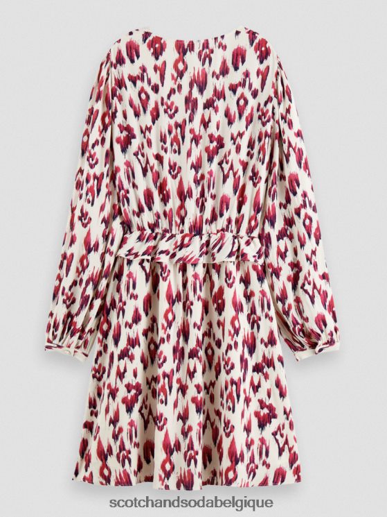 vêtements Scotch & Soda robe courte imprimée à manches longues et col en V- Scotch and Soda outlet tarte aux cerises ikat brossées 6BZRBF28