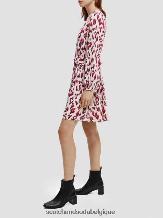vêtements Scotch & Soda robe courte imprimée à manches longues et col en V- Scotch and Soda outlet tarte aux cerises ikat brossées 6BZRBF28