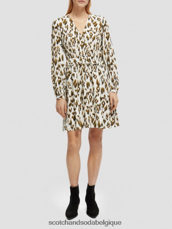 vêtements Scotch & Soda robe courte imprimée à manches longues et col en V- Scotch and Soda shop near me vert armée ikat brossé 6BZRBF27