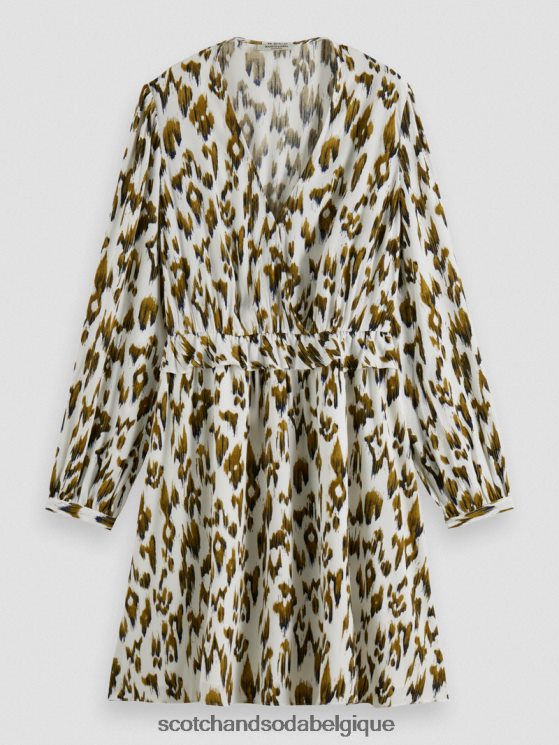 vêtements Scotch & Soda robe courte imprimée à manches longues et col en V- Scotch and Soda shop near me vert armée ikat brossé 6BZRBF27
