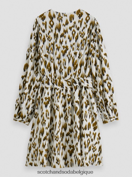 vêtements Scotch & Soda robe courte imprimée à manches longues et col en V- Scotch and Soda shop near me vert armée ikat brossé 6BZRBF27