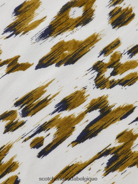 vêtements Scotch & Soda robe courte imprimée à manches longues et col en V- Scotch and Soda shop near me vert armée ikat brossé 6BZRBF27