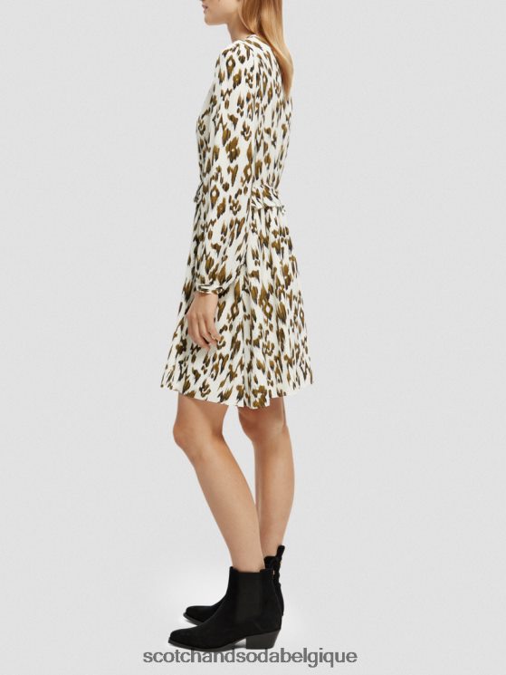 vêtements Scotch & Soda robe courte imprimée à manches longues et col en V- Scotch and Soda shop near me vert armée ikat brossé 6BZRBF27