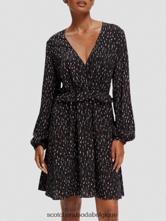 vêtements Scotch & Soda robe courte imprimée à manches longues et col en V- Scotch and Soda shop online pluie ikat 6BZRBF26