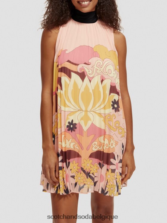 vêtements Scotch & Soda robe courte plissée- Scotch and Soda shop online pêche rougir 6BZRBF35