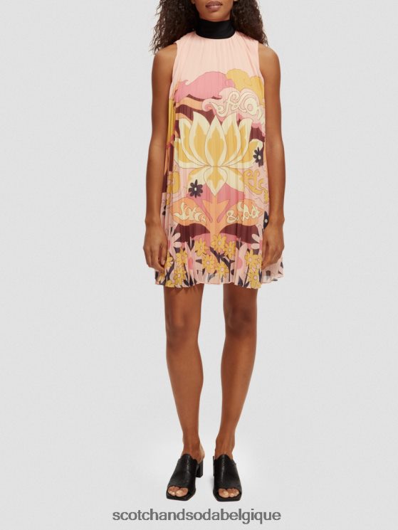vêtements Scotch & Soda robe courte plissée- Scotch and Soda shop online pêche rougir 6BZRBF35