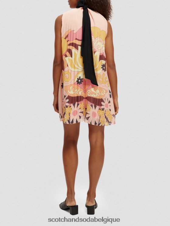 vêtements Scotch & Soda robe courte plissée- Scotch and Soda shop online pêche rougir 6BZRBF35