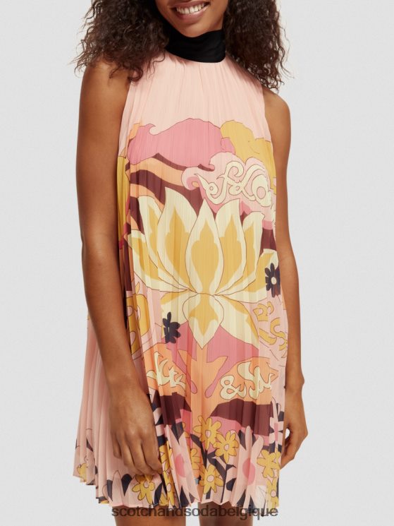 vêtements Scotch & Soda robe courte plissée- Scotch and Soda shop online pêche rougir 6BZRBF35