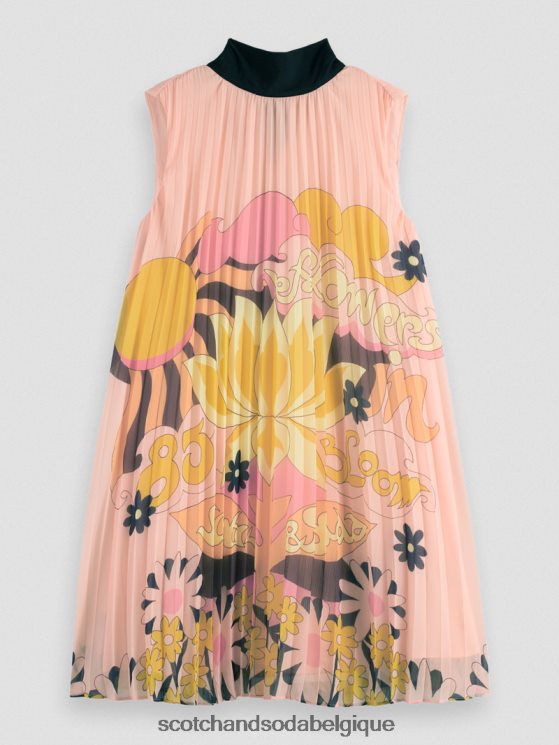 vêtements Scotch & Soda robe courte plissée- Scotch and Soda shop online pêche rougir 6BZRBF35