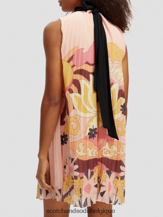 vêtements Scotch & Soda robe courte plissée- Scotch and Soda shop online pêche rougir 6BZRBF35