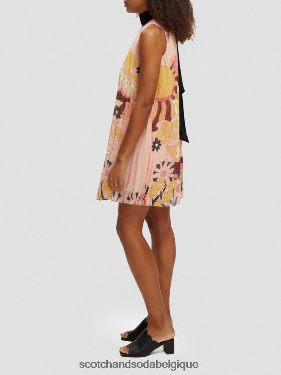 vêtements Scotch & Soda robe courte plissée- Scotch and Soda shop online pêche rougir 6BZRBF35