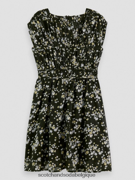 vêtements Scotch & Soda robe courte sans manches à col en V- Scotch and Soda Belgique pissenlit noir 6BZRBF20