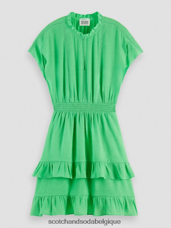 vêtements Scotch & Soda robe courte smockée à volants- Scotch and Soda outlet perruche brillante 6BZRBF37
