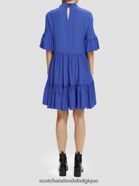 vêtements Scotch & Soda robe courte à volants et volants- Scotch and Soda Bruxelles bleu vif 6BZRBF21