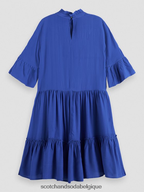 vêtements Scotch & Soda robe courte à volants et volants- Scotch and Soda Bruxelles bleu vif 6BZRBF21