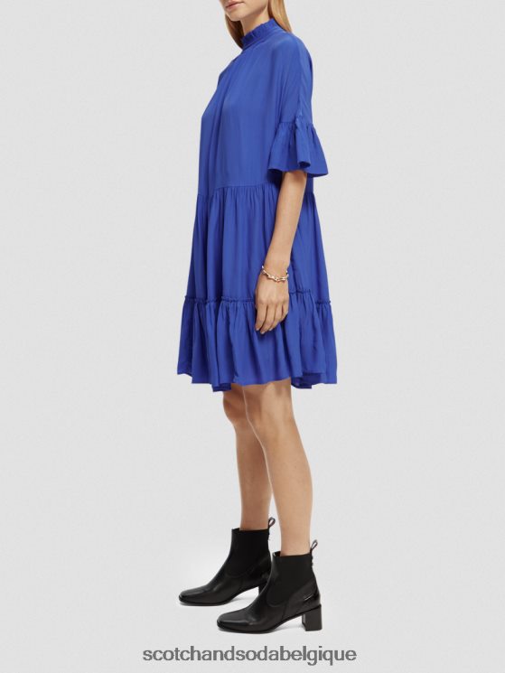 vêtements Scotch & Soda robe courte à volants et volants- Scotch and Soda Bruxelles bleu vif 6BZRBF21