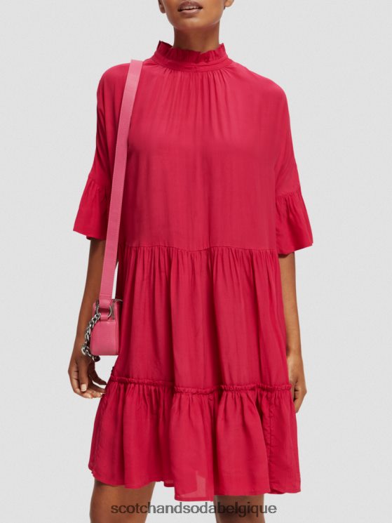 vêtements Scotch & Soda robe courte à volants et volants- Scotch and Soda Liﾨﾨge tarte aux cerises 6BZRBF24